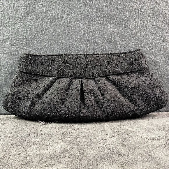 WHBM Women's Lace and Jewel Evening Bag Clutch Silver Chain Strap Black Shoulder - Picture 3 of 9